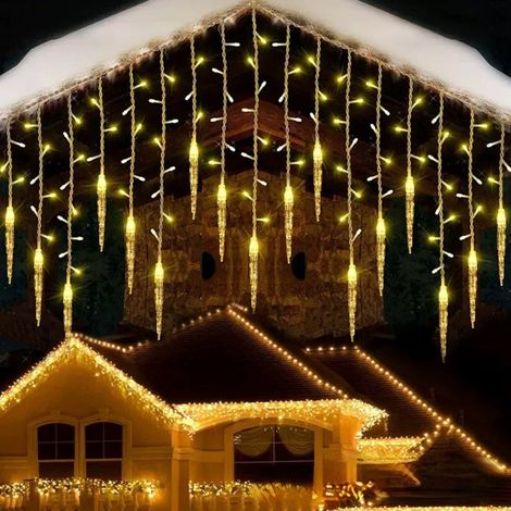 Guirlande lumineuse d'extérieur ondulée de 5 m, 220 V, blanc chaud, idéale pour Noël, un mariage, un jardin, une maison, une fenêtre ou une terrasse [Économie d'énergie de classe G] (1/5)