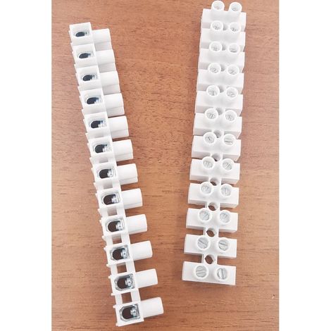 BLISTER 2 MORSETTIERE da 12 POLI PLASTICA BIANCA  Sezione : 4 mm