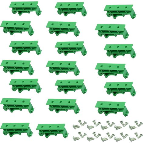 Lot de 10 (20 pièces) de 35 mm pour montage sur rail DIN C45, adaptateur PCB DIN C45, support de circuit imprimé, support de rail DIN avec 40 vis pour rail DIN de 35 mm, commutateurs électroniques, (1/5)
