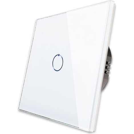 Interrupteur tactile à variateur pour éclairage LED, blanc, sans fil neutre, verre trempé (1/5)