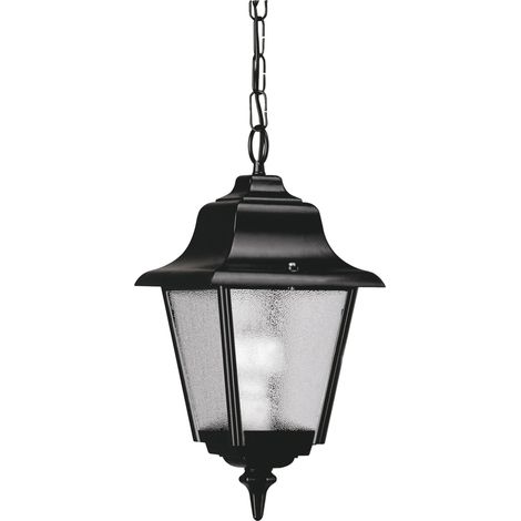 Suspensión clásica ROB IP44 E27 42W Cristal matizado Negro