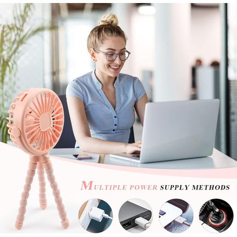 Dieser tragbare, per USB aufladbare Ventilator ist leise, kompakt, tragbar und vielseitig. (rosa) (1/3)