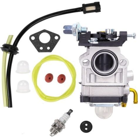 Vergaser für 52-cm³-, 49-cm³- und 43-cm³-Motorsensen – Komplettset mit Dichtung, Schlauch und Zündkerze – 31-mm-Schraubenloch