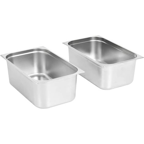 vidaXL Bandejas Gastronorm 2 unidades GN 1/1 200 mm acero inoxidable (1/2)