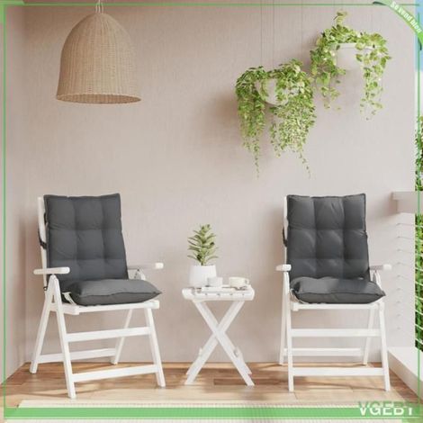 Coussin de chaise à dossier bas - FAFEISY - 377671 - Lot de 2 - Anthracite - Tissu Oxford résistant à l'eau (1/5)
