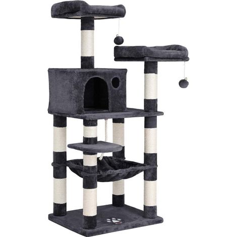 Árbol para gatos torre con 2 perchas altura 143 cm gris oscuro 120003683 (1/2)