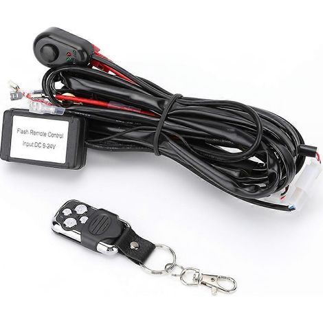 m 2-in-1 LED-Kabelbaum mit Fernbedienung, Blitzlichtleiste, Schalter, Relais und Sicherung