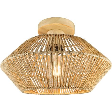 Plafonnier abat-jour en rotin tressé 32x32x21cm – Compatible E26/E27 – Design moderne pour salon, cuisine, chambre, salle de bains (1/5)