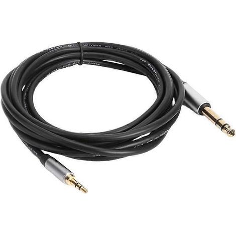 Câble audio de 1,5 m (3,5 à 6,5 mm) pour console de son, microphone, téléphone ou ordinateur. Connecteurs mâles/mâles.-0.7X0.7X150cm (1/4)