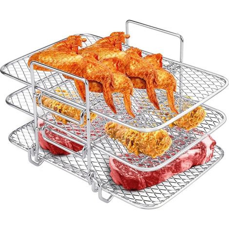 Paniers à friteuse air chaud 3 niveaux, grille de en acier inoxydable (1/5)