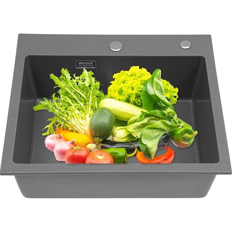 Évier de cuisine 55 x 45 x 22,86 cm avec un arc, bec anti-débordement profond de 22,86 cm, bords lisses, vous augmentez non seulement la beauté du nettoyage de la vaisselle, des légumes, des fruits