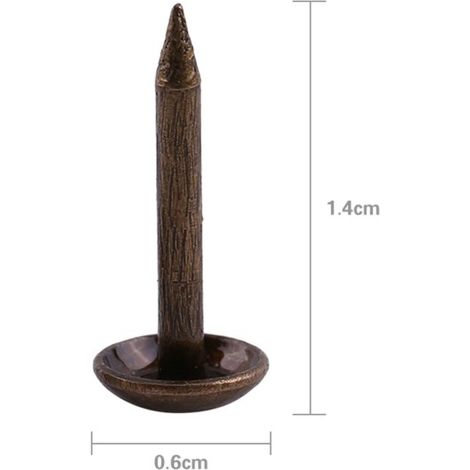 Lot de 100 clous décoratifs vintage en métal bronze pour meubles, canapés, chaussures et portes. (1/4)