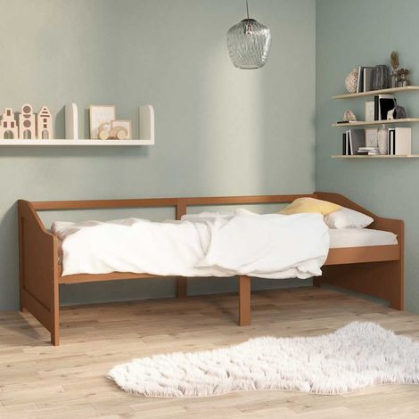 Lit banquette 3 places en pin massif marron miel avec sommier à lattes, sans matelas 90 x 200 cm - PANGIVO (1/5)