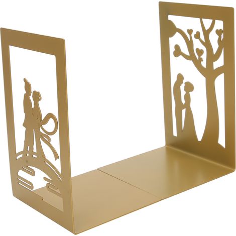 Séparateur de livres en métal épais et antidérapant, serre-livres de bureau, rangement d'étagère, collection d'artisanat (Support à fleurs, rencontre sur un pont) (1/5)
