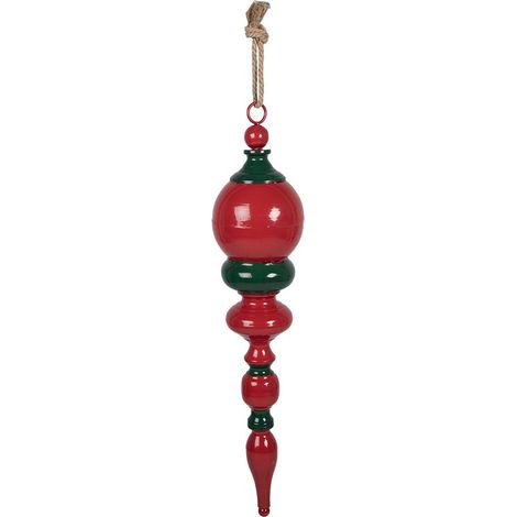 Suspension de Noël Décorative en Métal Rouge et Vert pour Sapin et Intérieur 14 x 70 cm - PANGIVO