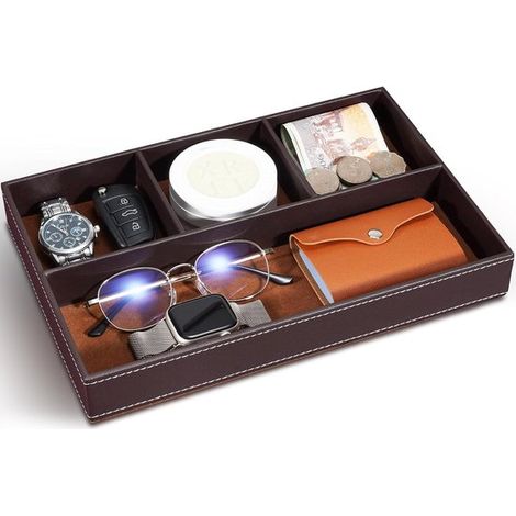 Aufbewahrungsschale aus Leder – Serviertablett – Schreibtisch-Organizer – Braun (1/5)