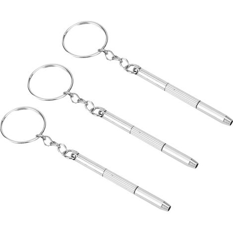Lot de 3 mini tournevis double embout pour lunettes et montres avec porte-clés et outils pour lunettes de soleil et montres (1/5)