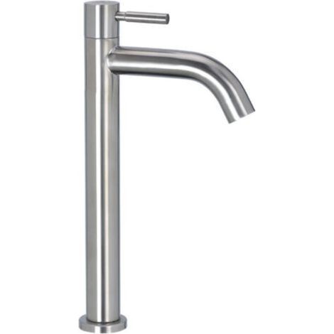 Robinet de salle de bain à poignée unique en acier inoxydable, robinet d'évier d'eau chaude et froide (1/4)