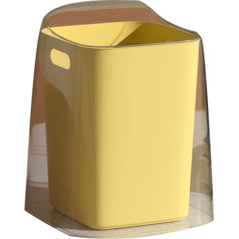 Poubelle de bureau sans couvercle, grande capacité, mini-poubelle de comptoir pour chambre ou salon, jaune