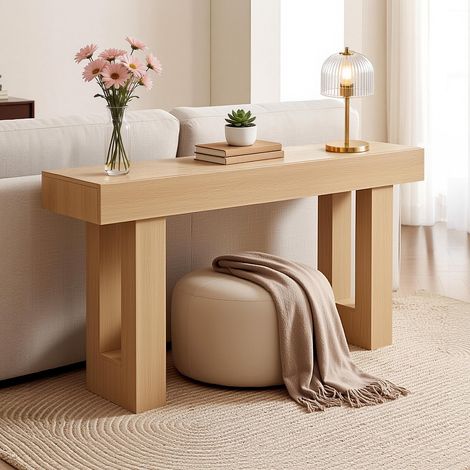 Console d’Entrée 160 cm de Longueur, Table Console de Style Campagnard, Table d'Appoint Rectangulaire en Bois, Étroite et Longue, Meuble de Rangement pour Couloir, Chambre, Salon, Vestibule (1/5)