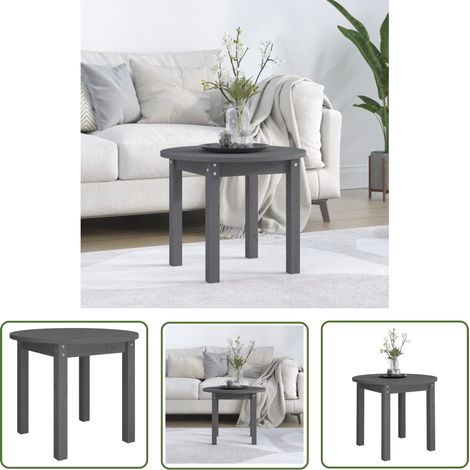 The Living Store Couchtisch Grau Ø 55x45 cm Massivholz Kiefer - Couchtisch - Holzmöbel - Esszimmertisch - Wohnzimmerdeko - Kiefernholzmöbel (1/5)