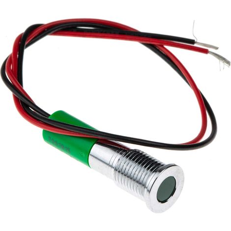 Voyant LED lumineux Vert RS PRO, dia. 8mm, 12V c.c., IP67 ( Prix pour 1 ) (1/4)