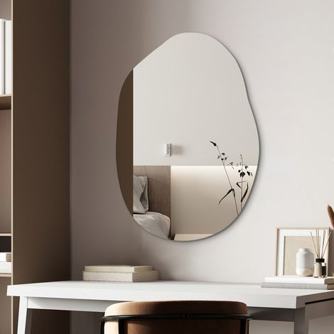 Asymmetrischer Spiegel 55 x 80 cm Asymmetrischer Badspiegel Organischer Wandspiegel Dekorative Spiegel für Badezimmer Wohnzimmer Schlafzimmer Gäste WC