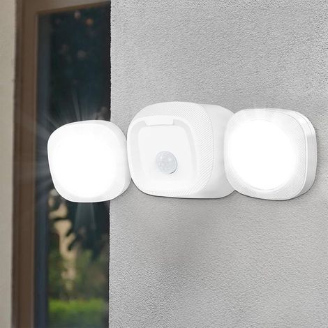 Blanc Lampe Detecteur de Mouvement Exterieur Lampe a Pile Detecteur Mouvement Sans fil Exterieur Lumiere Exterieur Detecteur de Mouvement Éclairage Mural D'extérieur pour Garage Terrasse Jardin [Class (1/5)