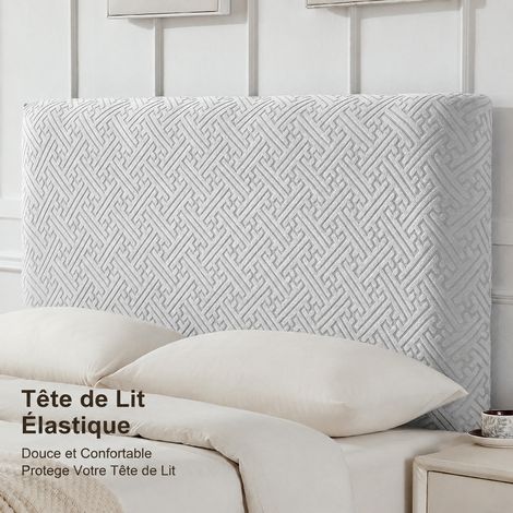 Housse de tête de lit élastique jacquard gris clair quadrillage pour lit 2,0 m 2.0 1.9-2 1 réf 25 × 20 × 5 cm 640 g – Livraison gratuite