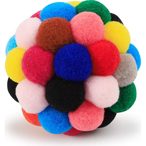 Balle en peluche colorée avec clochette, sons de chat, douce et amusante, à gratter en peluche arc-en-ciel (1/5)