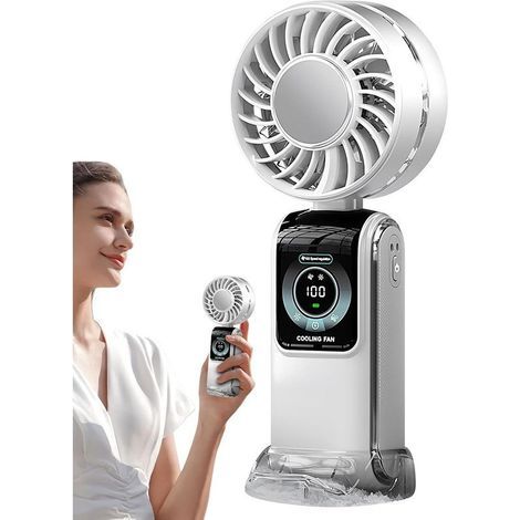 2-in-1-Tragbarer Ventilator – Turbo-Handventilator mit 100 Geschwindigkeitsstufen – 90° drehbarer Kopf – faltbar und kompakt – ideal für Reisen, Picknicks, Camping, Büro und Outdoor-Aktivitäten (1/5)