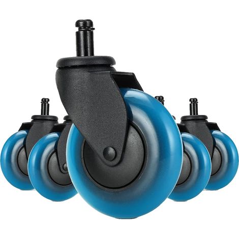 Ruote per sedia da ufficio, 7,6 cm di diametro, lunghezza del gambo 22 mm, diametro del gambo 11 mm, supportano 317 kg, si illuminano al buio. (1/5)