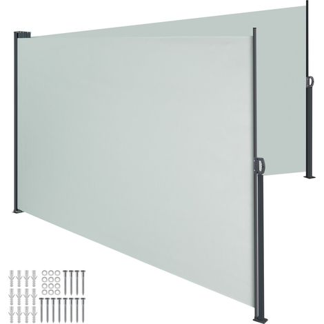 Store latéral double extensible, toile hydrofuge, gris 600x9x160cm