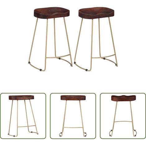 Chaise de bar - Tabourets de bar Gavin lot de 2 bois de manguier massif (1/5)