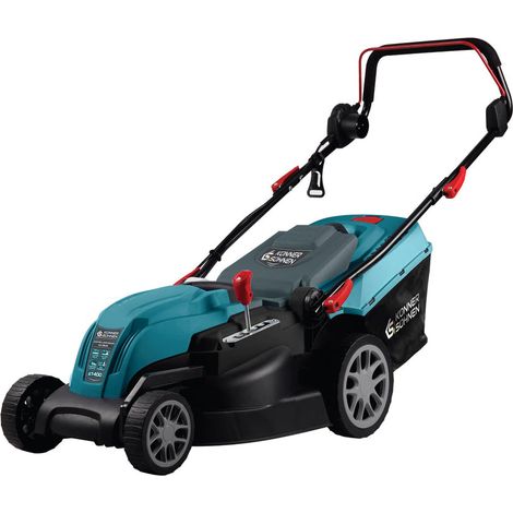 Cortacésped eléctrico Könner & Söhnen KS 38LM, 1600 W, ancho de corte de 38 cm, altura regulable, recogedor de césped de 40 L, diseño ergonómico, ideal para jardines pequeños y medianos.