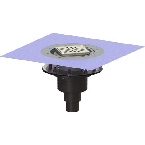 Siphon de sol Ecoguss Pressfl. DN 50, vertical, Variofix, grille design