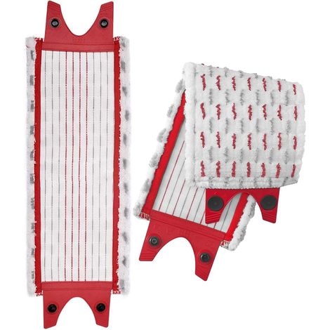 Lingette de rechange 2 en 1 en microfibre pour balai, super absorbante et anti-poussière, rouge. (1/5)