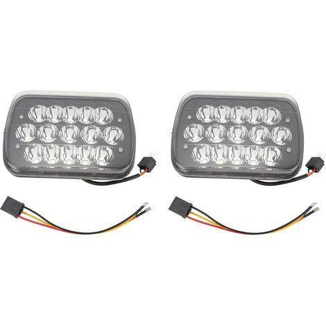 Jeffergarden Lot de 2 phares LED 7 pouces 45 W (gauche et droite) avec câblage pour Wrangler, Comanche et Cherokee (DC12V, noir) (1/5)