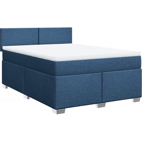 Maison Exclusive - Sommier à lattes de lit avec matelas Bleu 160x200 cm Tissu