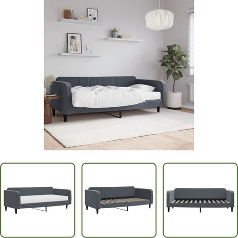 Schlafsofa - Tagesbett mit Matratze Dunkelgrau 100x200 cm Samt (1/5)