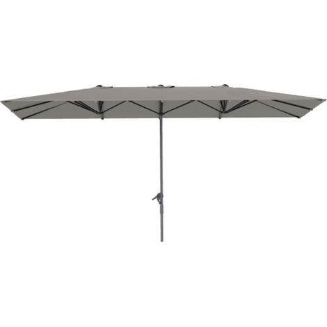 Parapluie double avec manivelle, 451 x 264 cm, UPF 50+ résistant aux UV, parapluie de jardin résistant au vent, parapluie de marché en aluminium pour balcon, terrasse et jardin en couleur gris foncé.