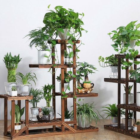 Strong 5 Tier Wooden Plant Stand Garden Flowerpot Shelf Sturdy Display Decor (1/5)