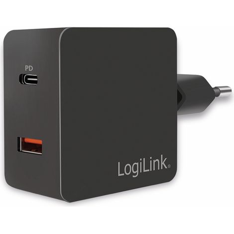 LogiLink USB-Reiseadapter 1x USB-C PD + 1x USB-A QC 18W Schnellladung (1/5)