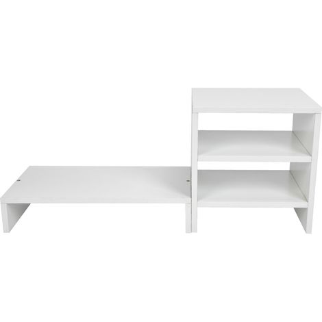 Rehausseur d'écran MDF robuste avec 2 étagères de rangement, support ergonomique pour bureau, élève le moniteur de 8cm (1/4)