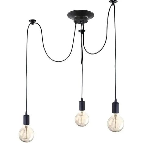 U-Do 3 Têtes Lustre Suspension Créatif style Vintage Lampe éclairage 1.5m Lustre Intérieur pour Cuisine Salon Couloir (1/4)