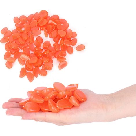 100 pierres lumineuses fluorescentes décoratives pour jardin, cour, intérieur, aquarium, paysage, couleur pêche rouge (1/5)