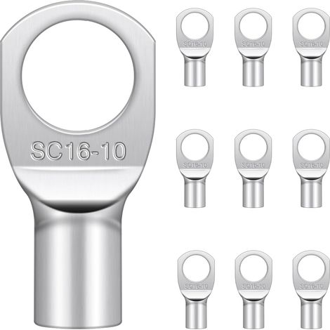 Cosses Tubulaires 16mm² M10 Hanibos Electriques Ronde à Œillet en Cuivre Étamé Cosse Sertir Annulaires 20 Pièces (1/5)
