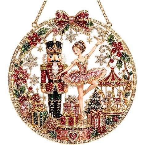 JKit de décoration de Noël en perles et diamants, attrape-soleil, ornement suspendu en acrylique de 20 cm, kit de loisirs créatifs pour adultes et débutants, cadeau idéal pour décorer une fenêtre ou v (1/5)