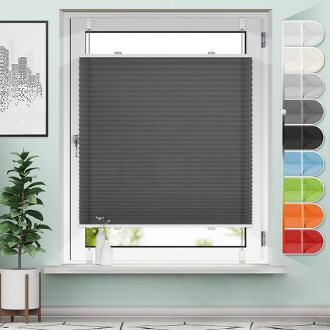 plissé Klemmfix sans perçage,Anthracite,35x100 cm (lxh),Avec supports de serrage,Protection contre les regards indiscrets et protection solaire,Pour fenêtre et porte (1/5)
