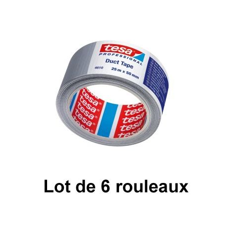 Toile américaine économique grise, 50 mm x 25 m - tesa® 4610 - Lot de 6 rouleaux